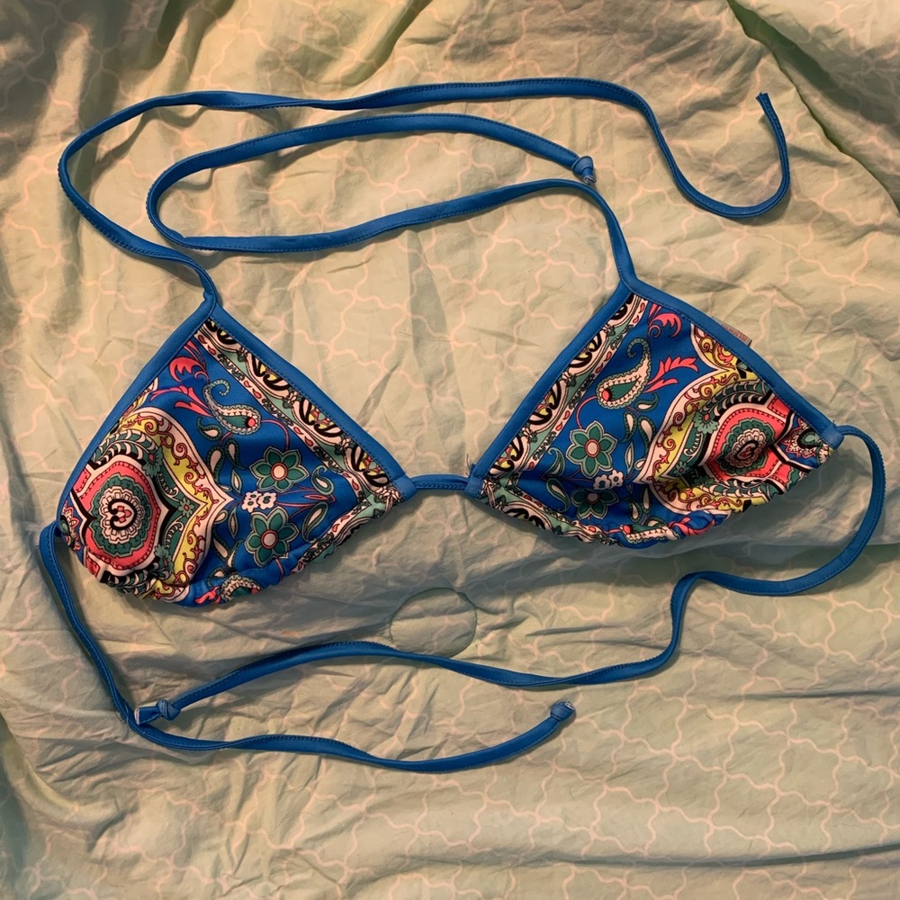 Patterned String Bikini Top